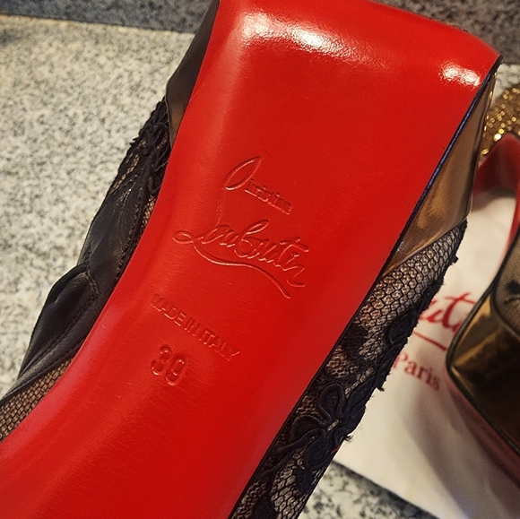 Christian Louboutin Strass Heel Booties Mesh Lace 39 - Picture 6 of 16